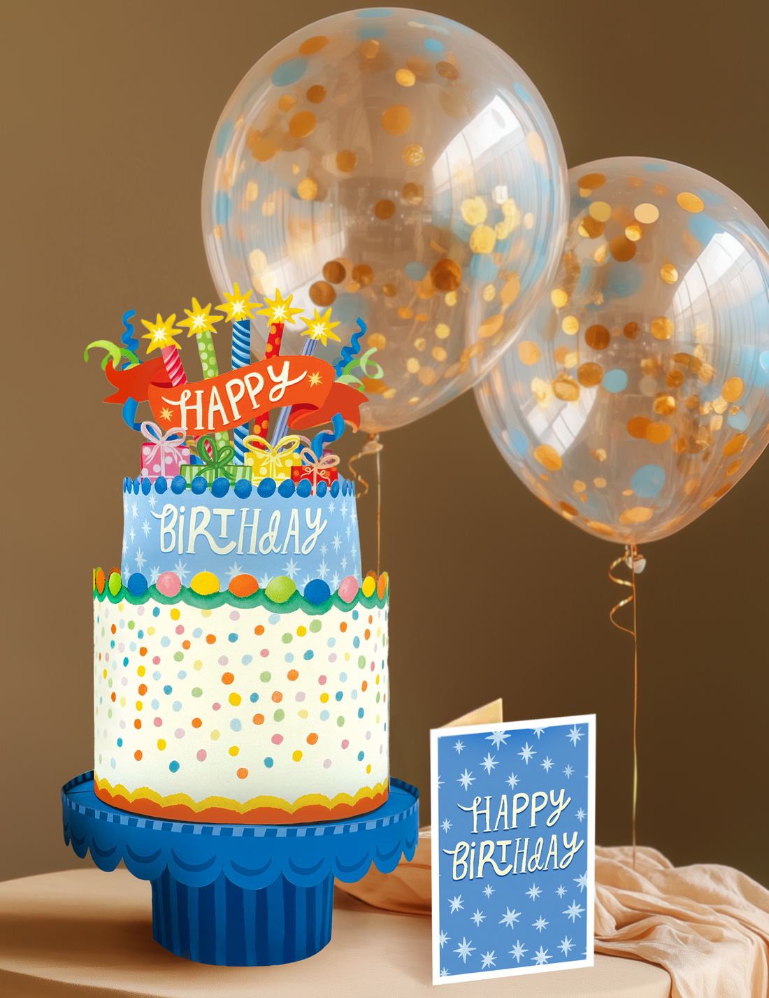 Confetti Birthday Cake (8 Pop-up Greeting Cards)