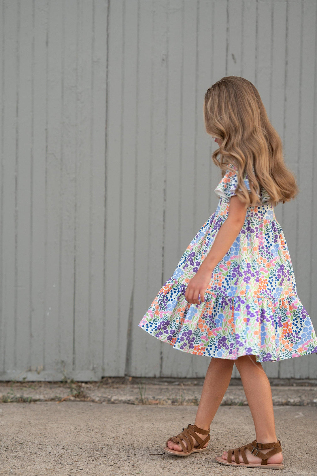 Emmy Garden Floral Flutter Sleeve Twirl Spring Dress