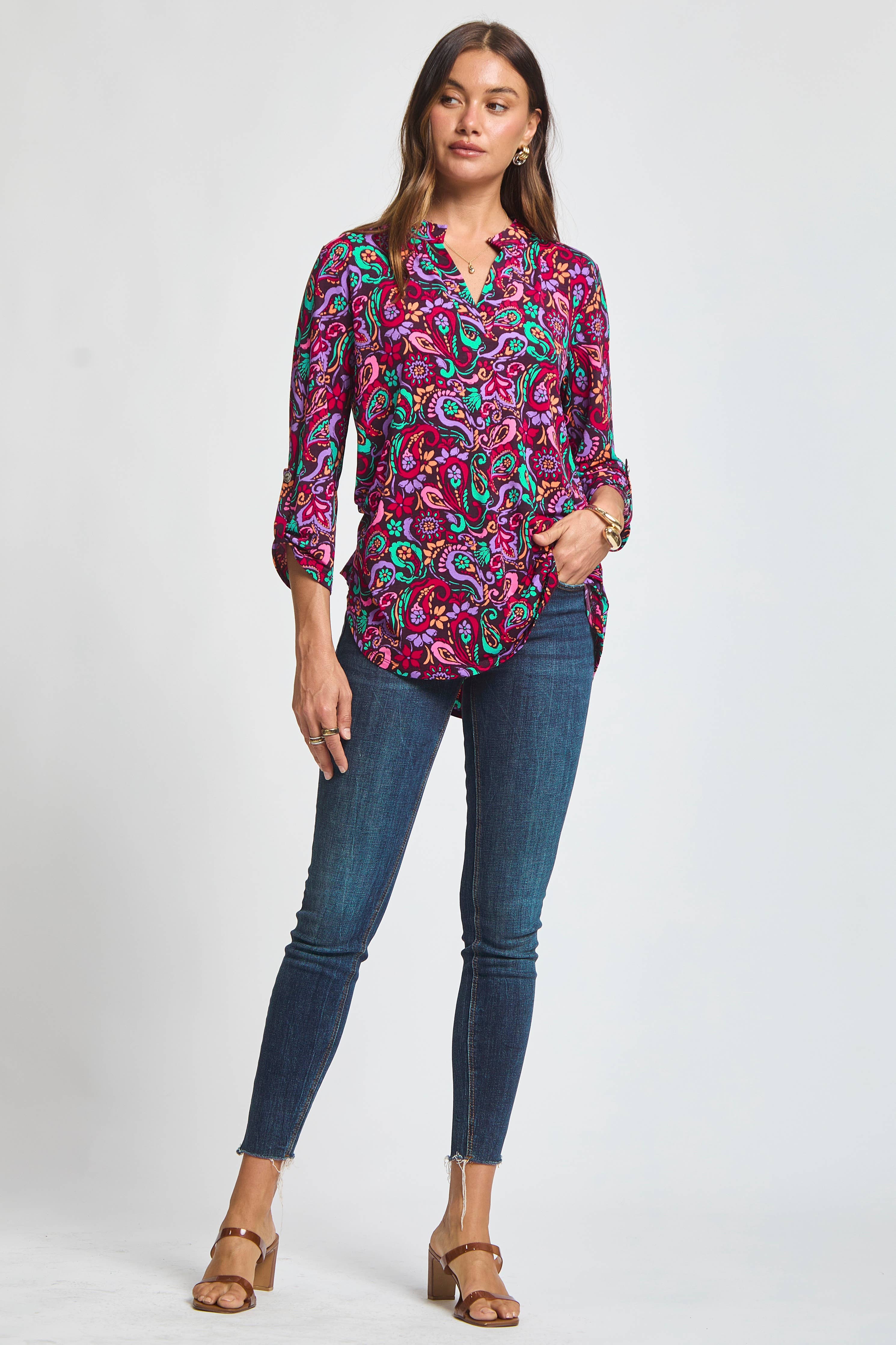 Paisley Print Lizzy Top: WINE
