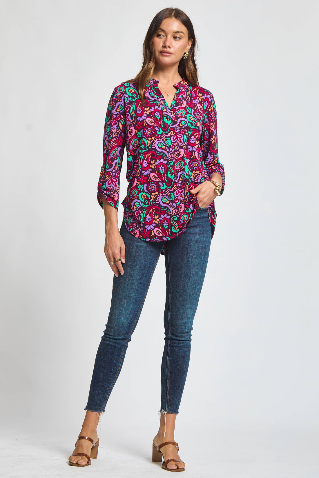 Paisley Print Lizzy Top: WINE