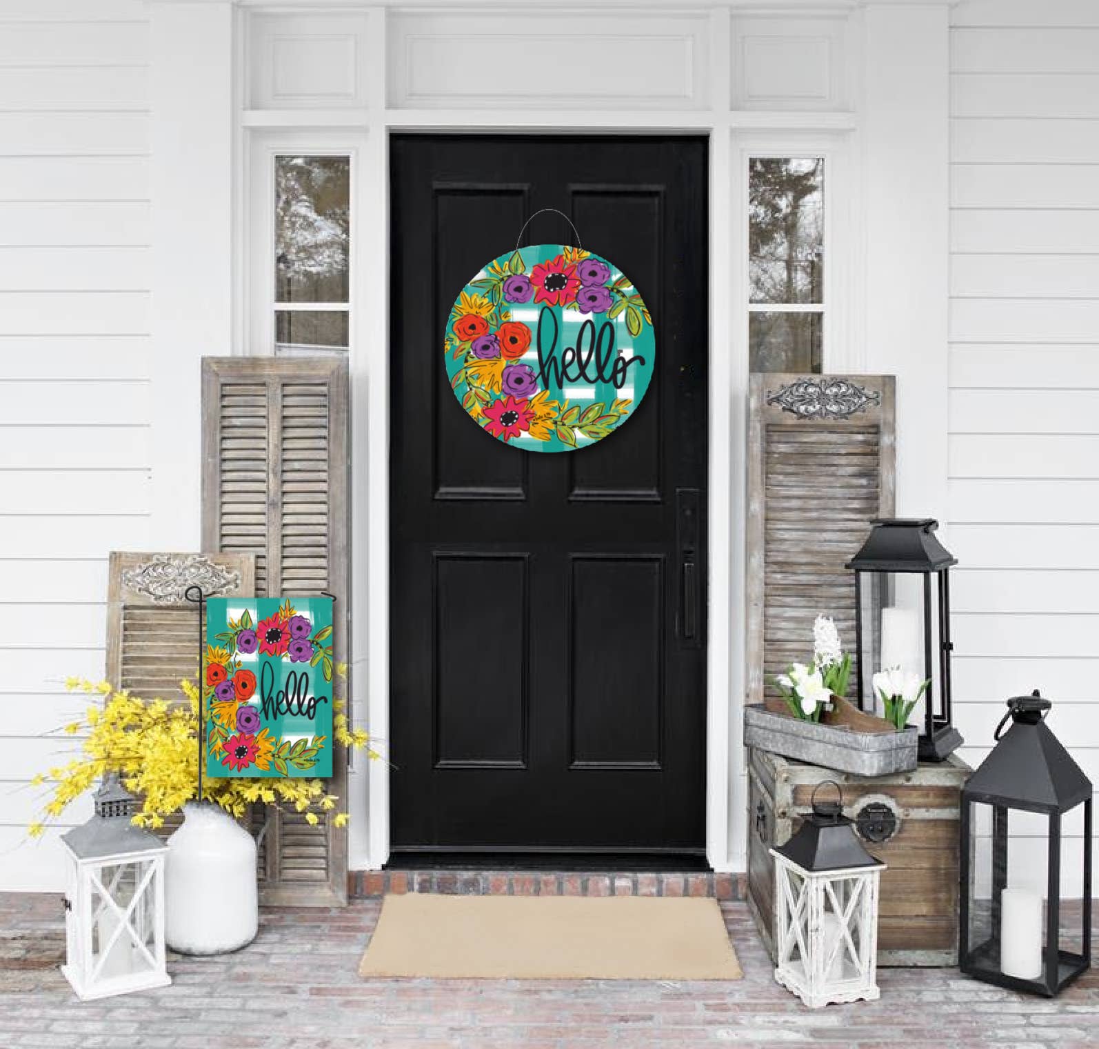 Hello Floral Garden Flag