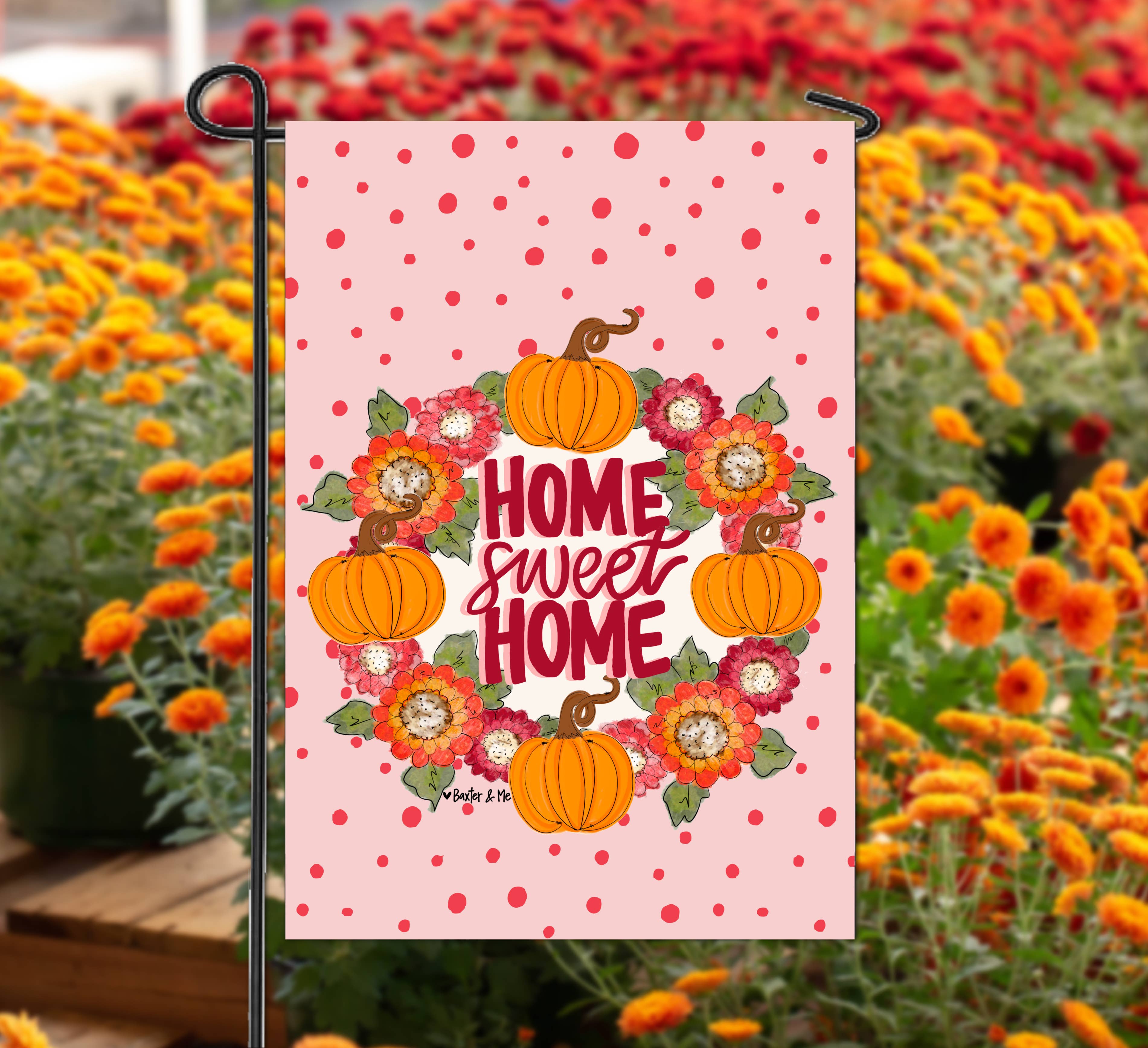 Cranberry Home Sweet Home Pumpkin Garden Flag
