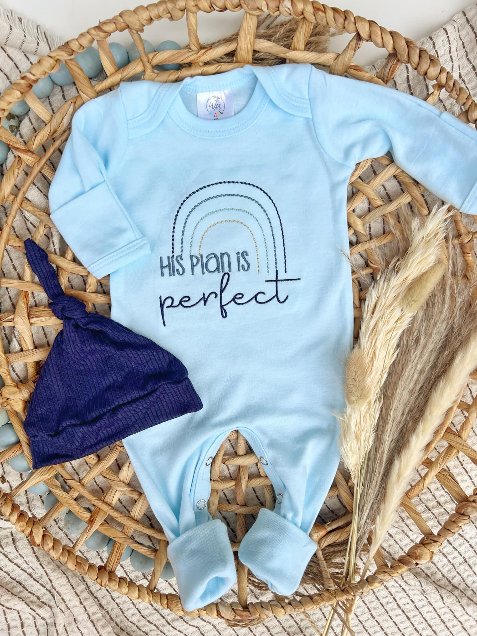 Baby Romper | Baby Boy Outfit His Plans Are Perfect Rainbow: 0-3 months / Romper only