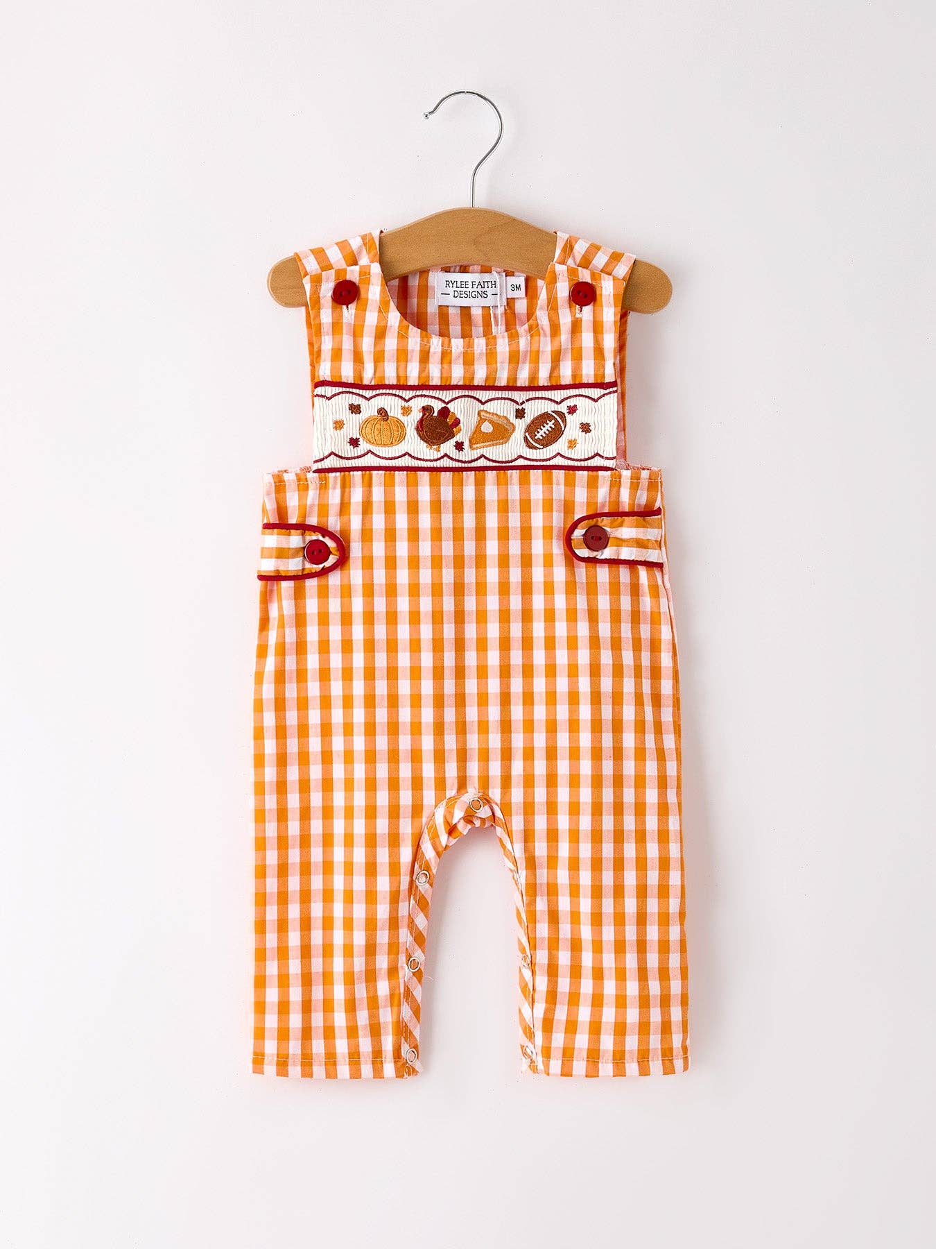 Fall Turkey Embroidered Romper for Baby Boys