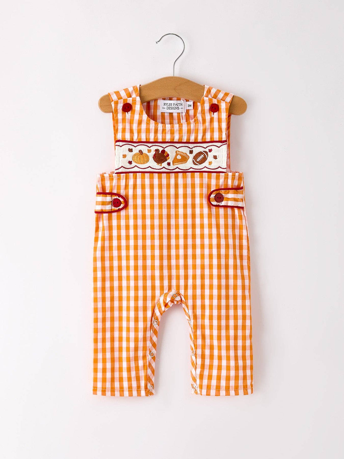 Fall Turkey Embroidered Romper for Baby Boys