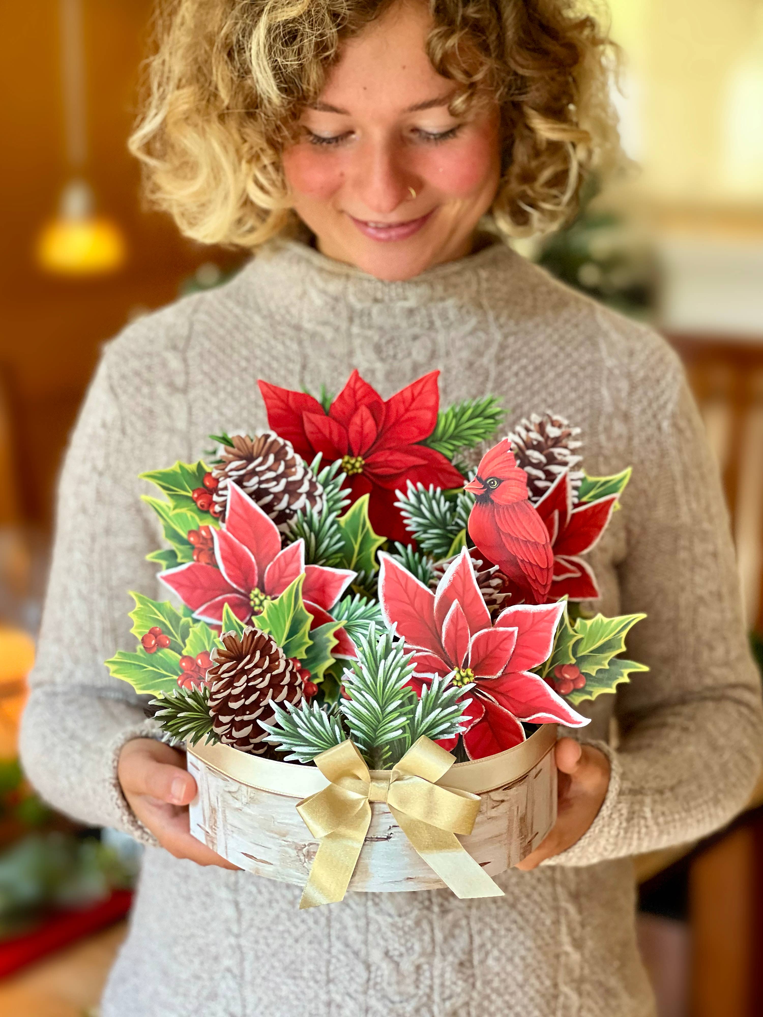 Birch Poinsettia (8 Pop-up Greeting Cards)