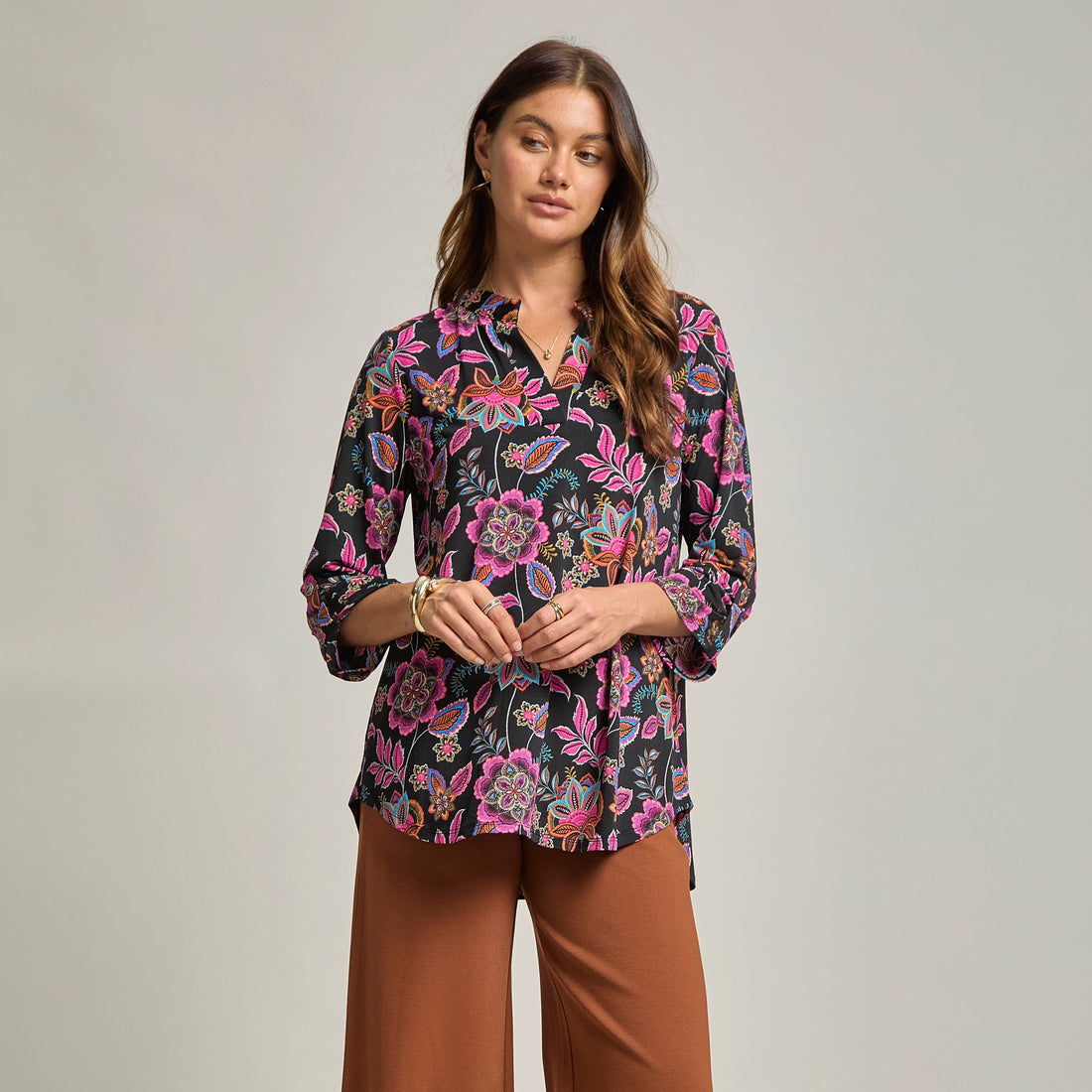 Floral Lizzy Top: Black