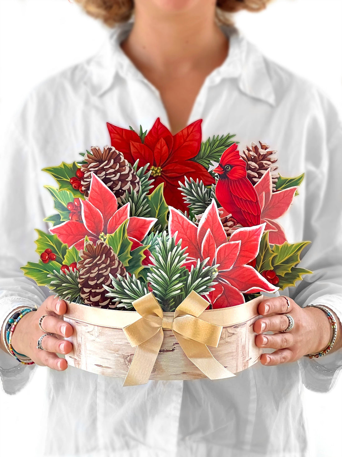 Birch Poinsettia (8 Pop-up Greeting Cards)