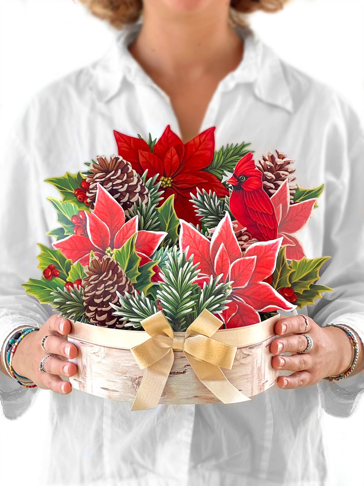 Birch Poinsettia (8 Pop-up Greeting Cards)