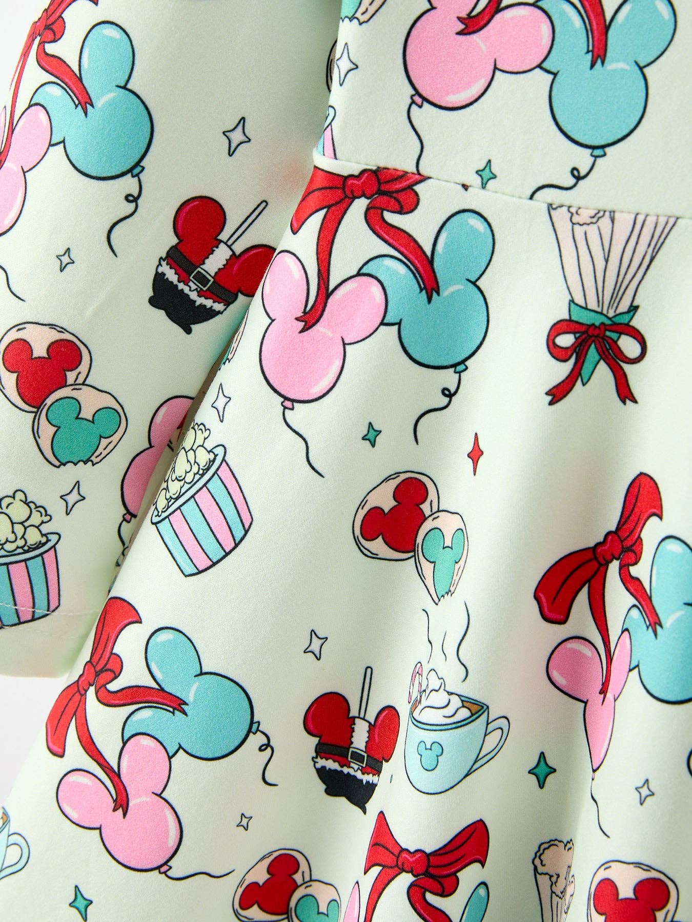 Disney Christmas Mint Party Treat Long Sleeve Twirl Dress