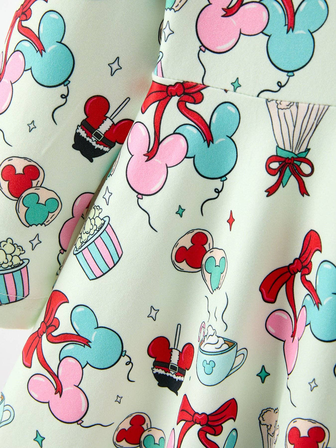 Disney Christmas Mint Party Treat Long Sleeve Twirl Dress