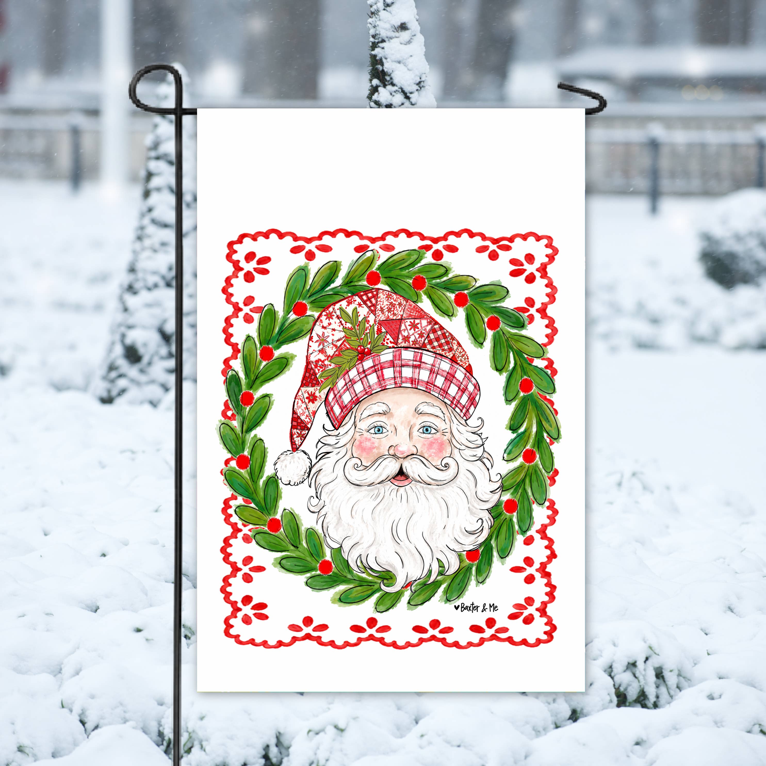 Quilted Santa Garden Flag