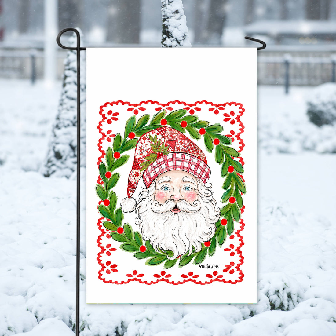 Quilted Santa Garden Flag