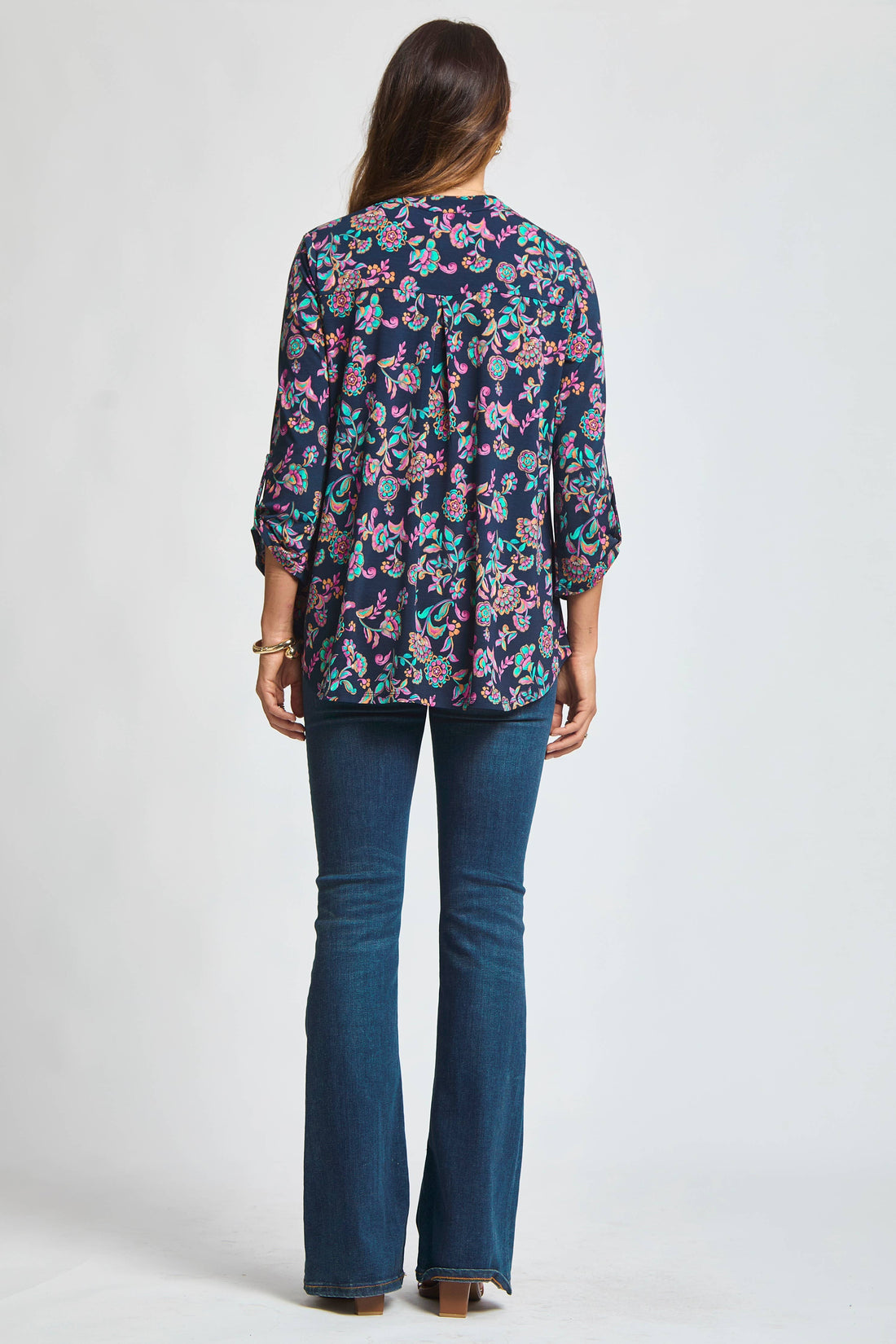 Floral Print Lizzy Top: NAVY