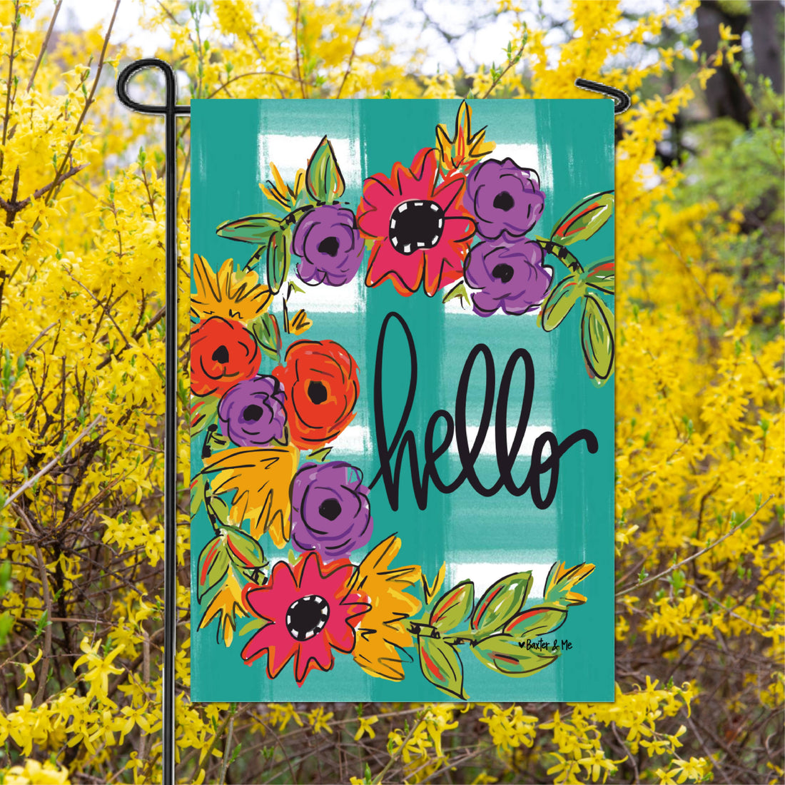 Hello Floral Garden Flag