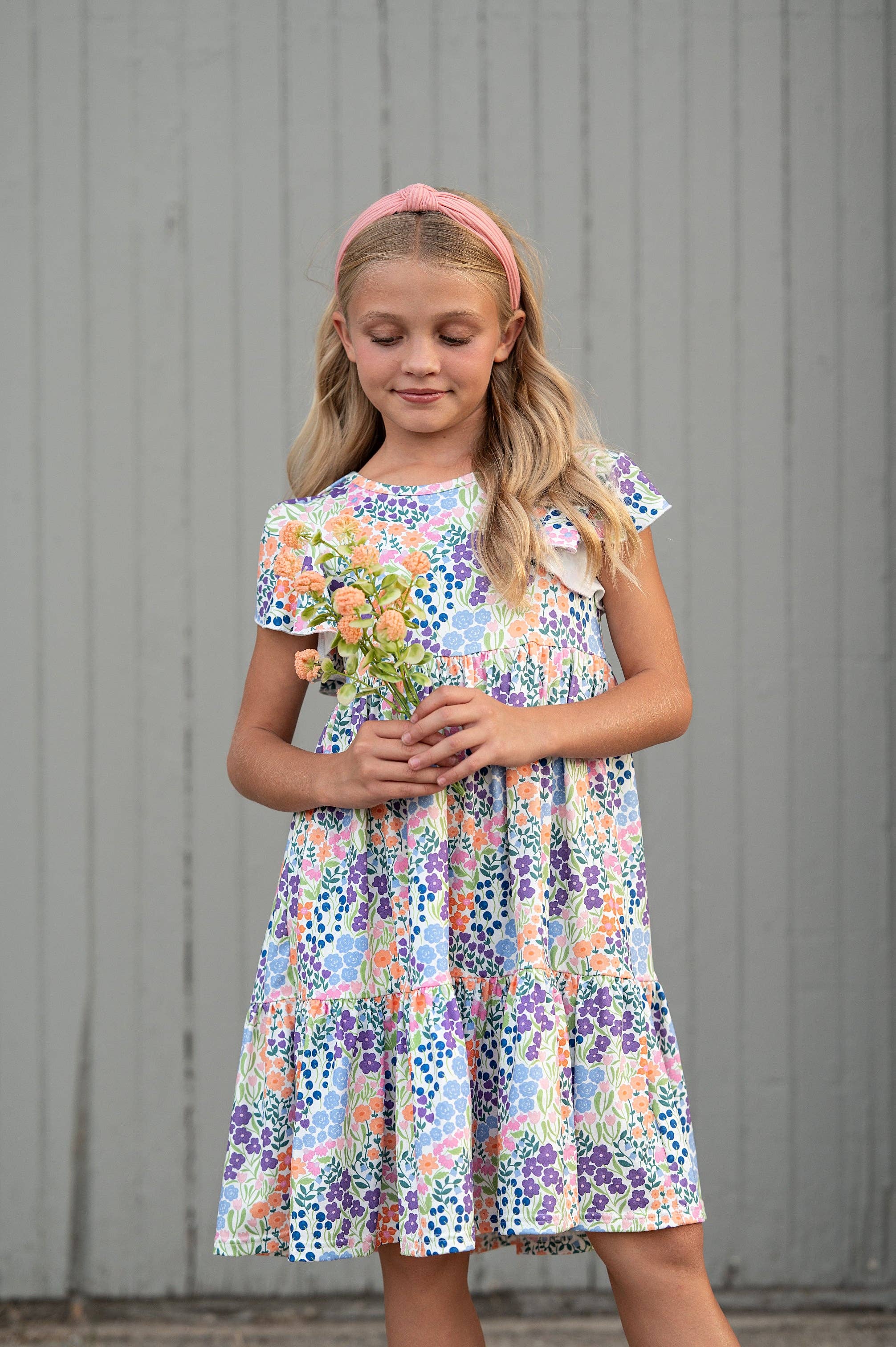 Emmy Garden Floral Flutter Sleeve Twirl Spring Dress