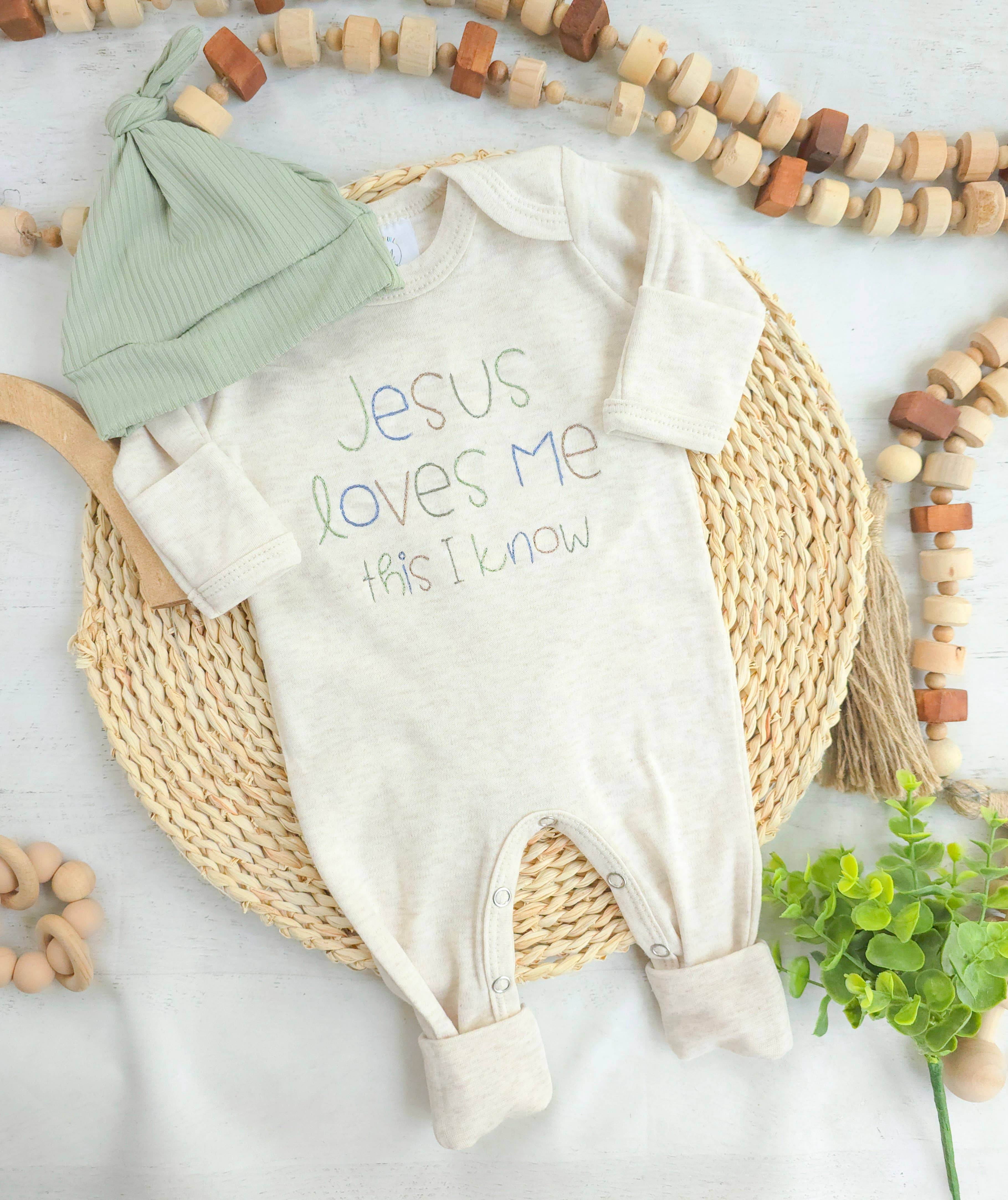 Baby Romper | Baby Boy Outfit - Jesus Loves Me: 0-3 months / Romper only