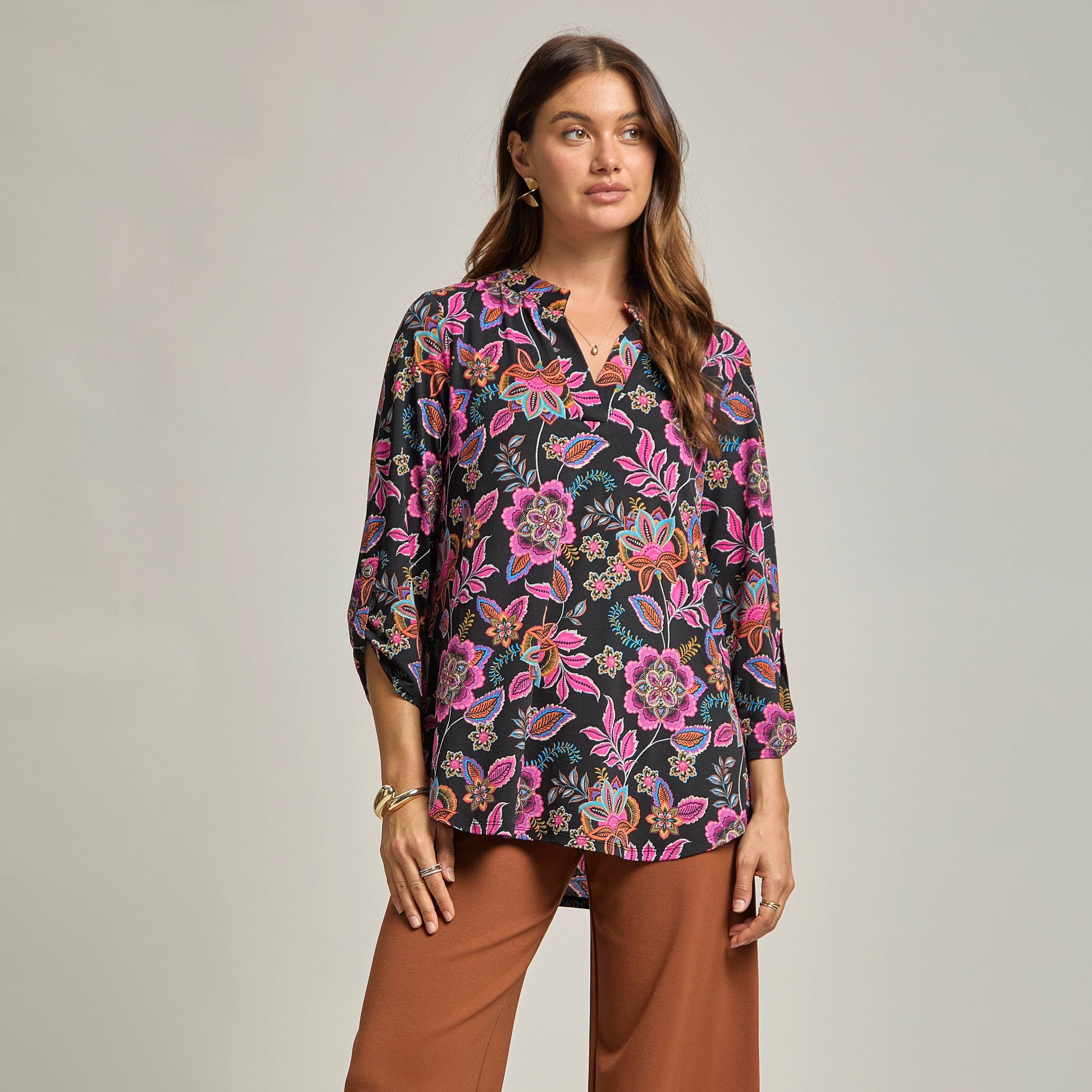 Floral Lizzy Top: Black