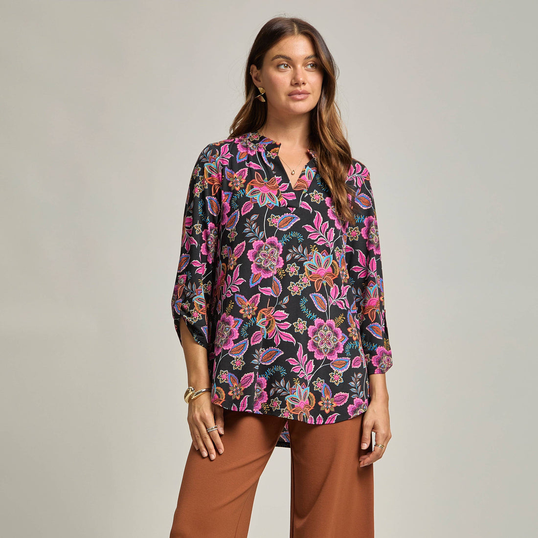 Floral Lizzy Top: Black