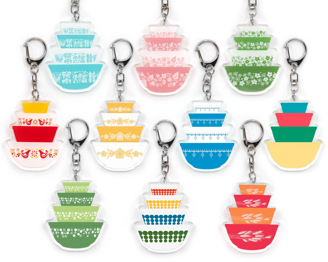 Pyrex-Inspired Mixing Bowl Keychains