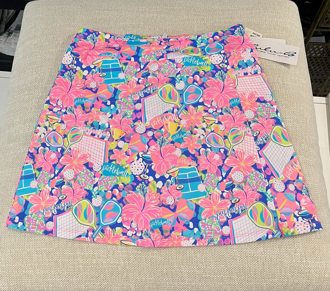 Pink and Blue Pickleball Print Lulu-B Skort