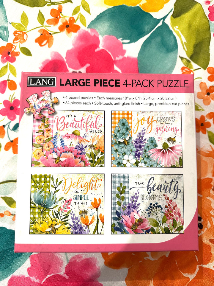 Lang Large Piece 4-Pack Flower Puzzle