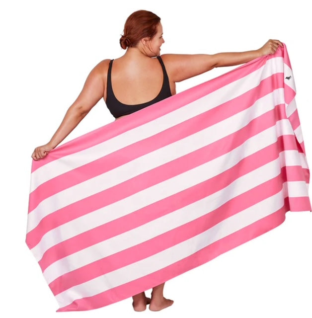 Dock & Bay Hot Pink & White Striped Towel