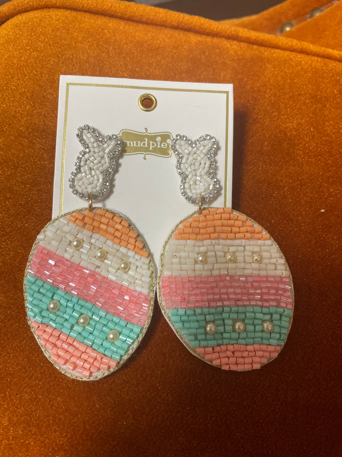 Mud Pie Beaded Easter Egg Earrings