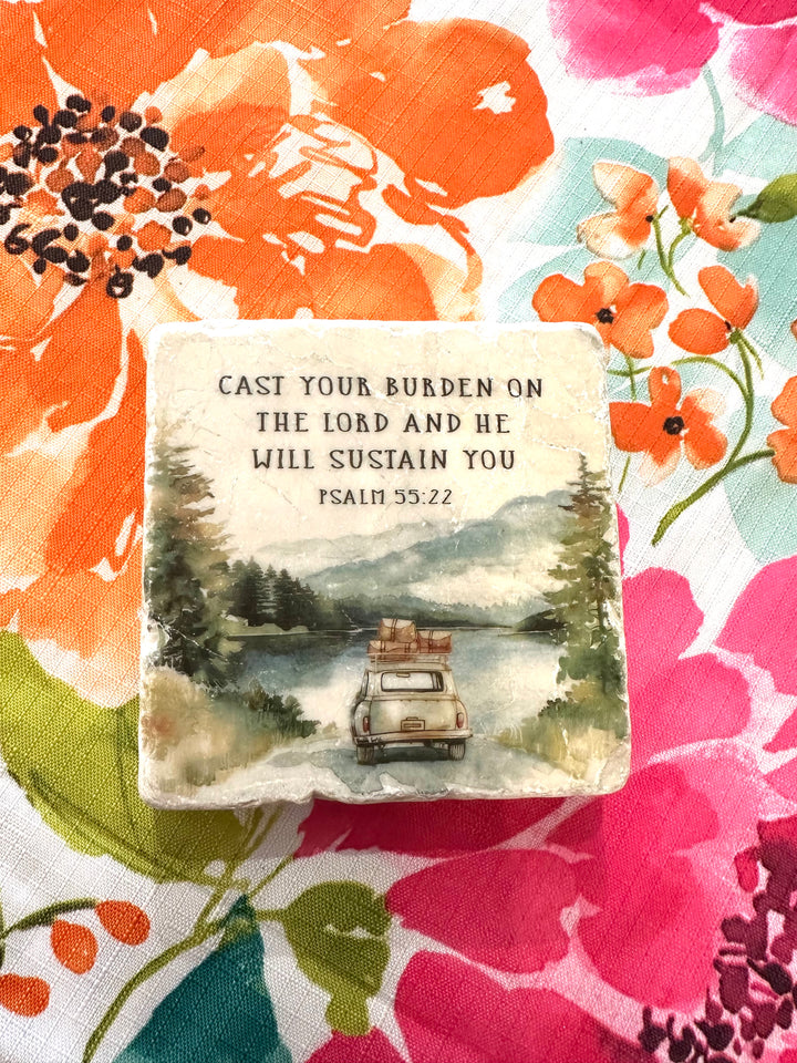 Cast Your Burden Psalm 55:22 Scripture Stone