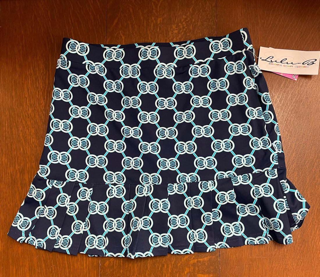 Navy and Aqua Print Lulu-B Skort