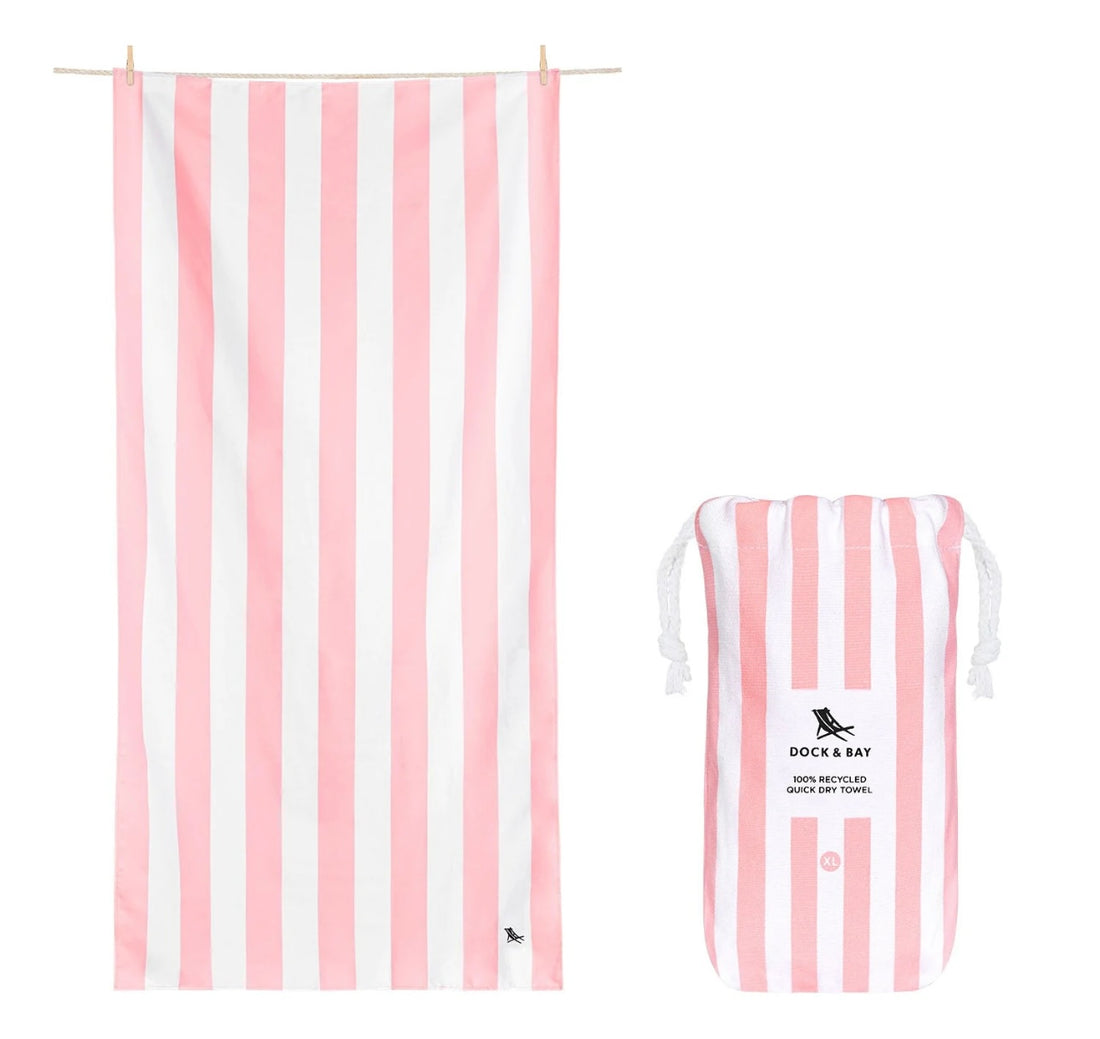 Dock & Bay Light Pink & and White Striped Towel