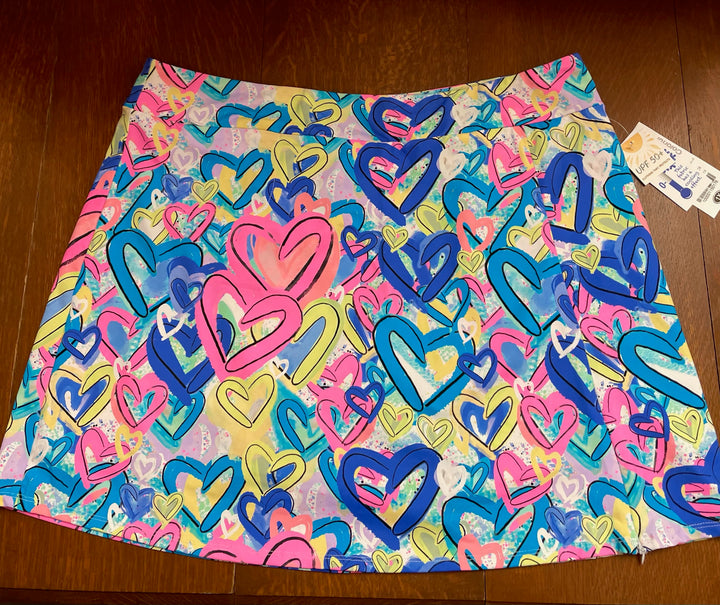 Pink, Baby and Dark Blue Heart Print Lulu-B Skort