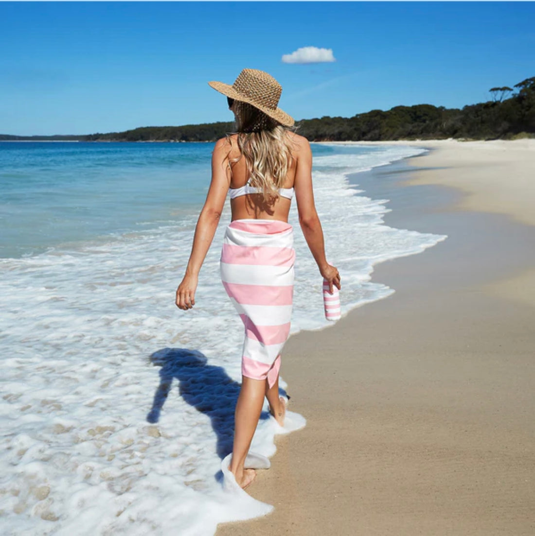 Dock & Bay Light Pink & and White Striped Towel