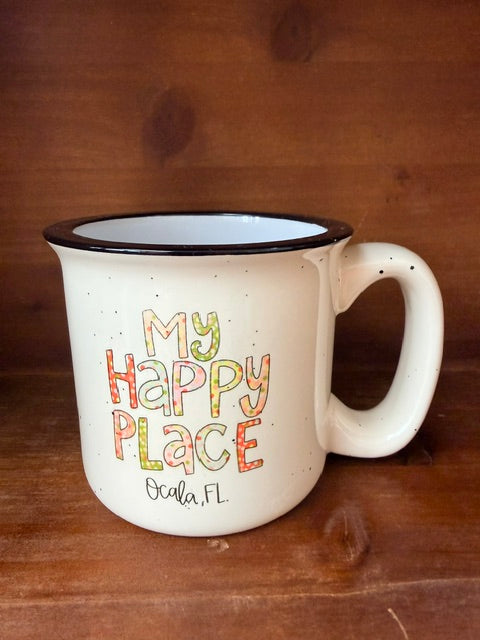 My Happy Place Confetti Ocala Camper Mug
